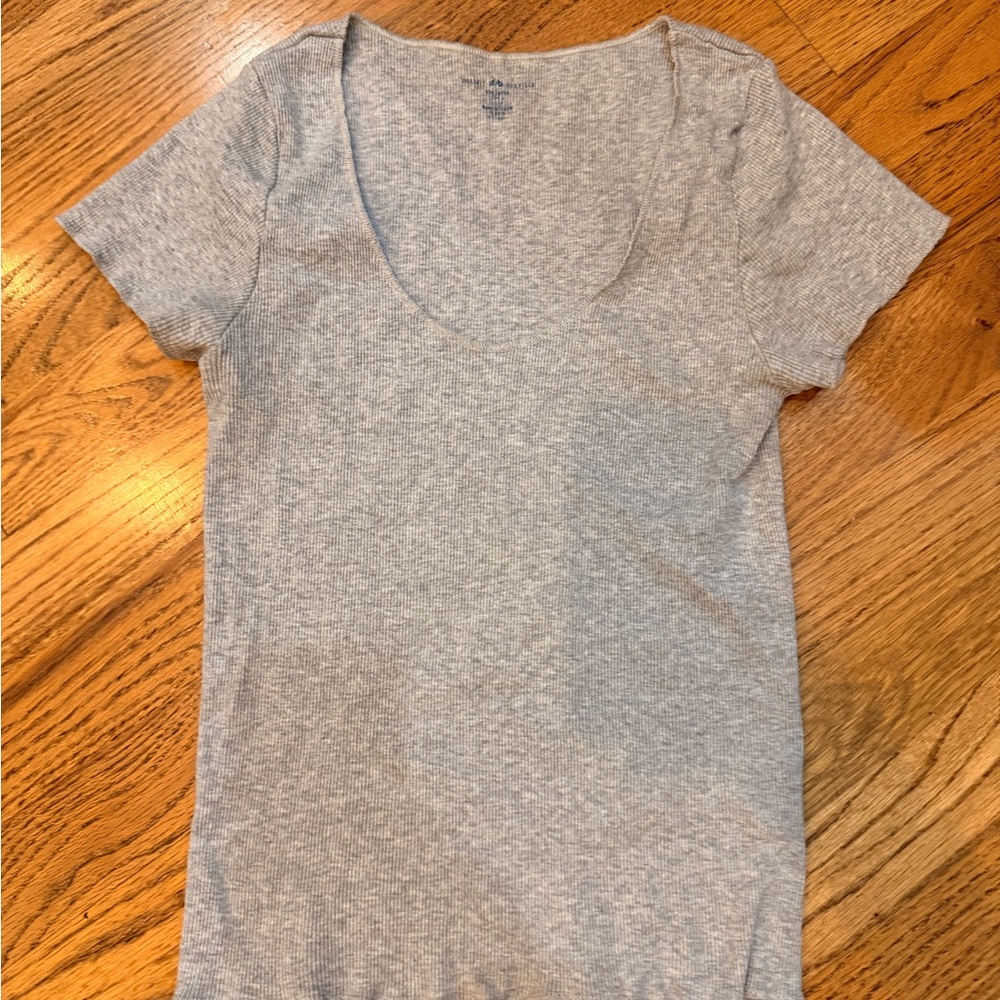 Brandy Melville Light Gray Scoop Neck Tee
